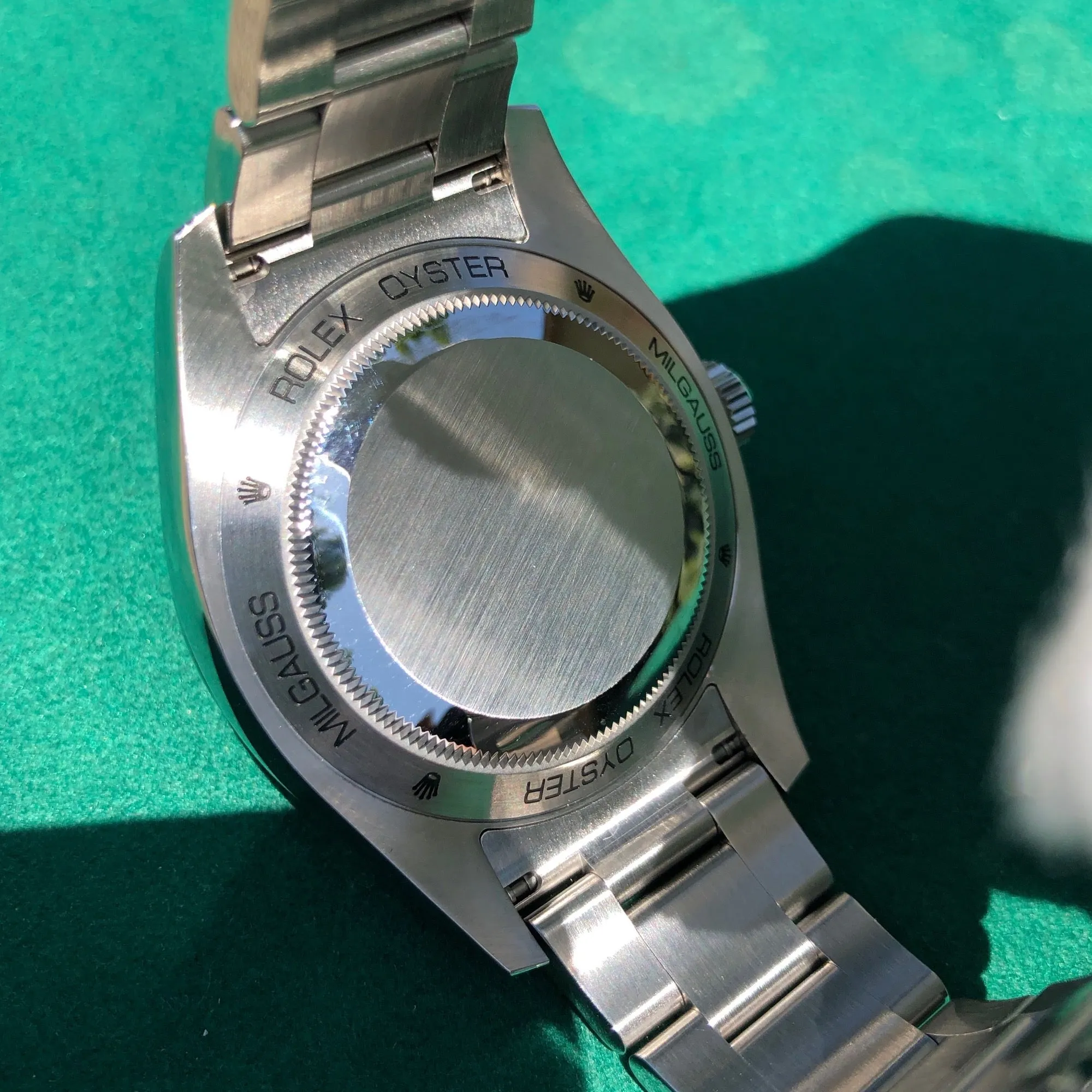 Rolex Milgauss Green 116400GV Stainless Steel Wristwatch Box Papers Circa 2019