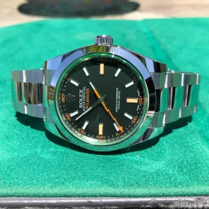 Rolex Milgauss Green 116400GV Stainless Steel Wristwatch Box Papers Circa 2019