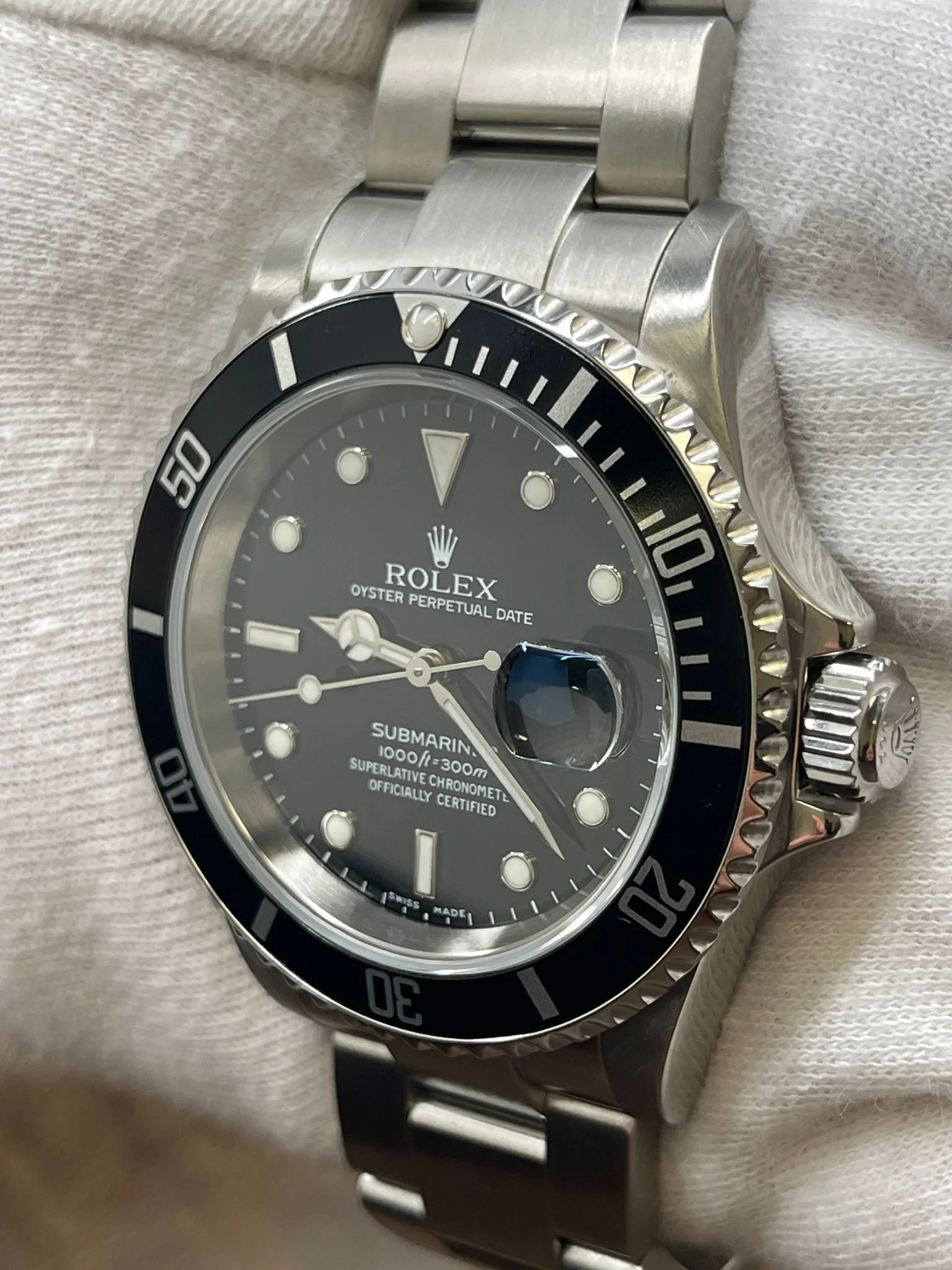 Rolex Submariner Date SEL NO Holes 16610 Black Dial Automatic Men's Watch