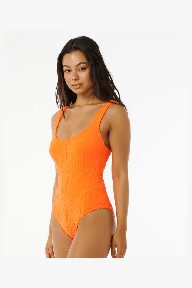 SANTORINI TERRY ONE PIECE - BRIGHT ORANGE