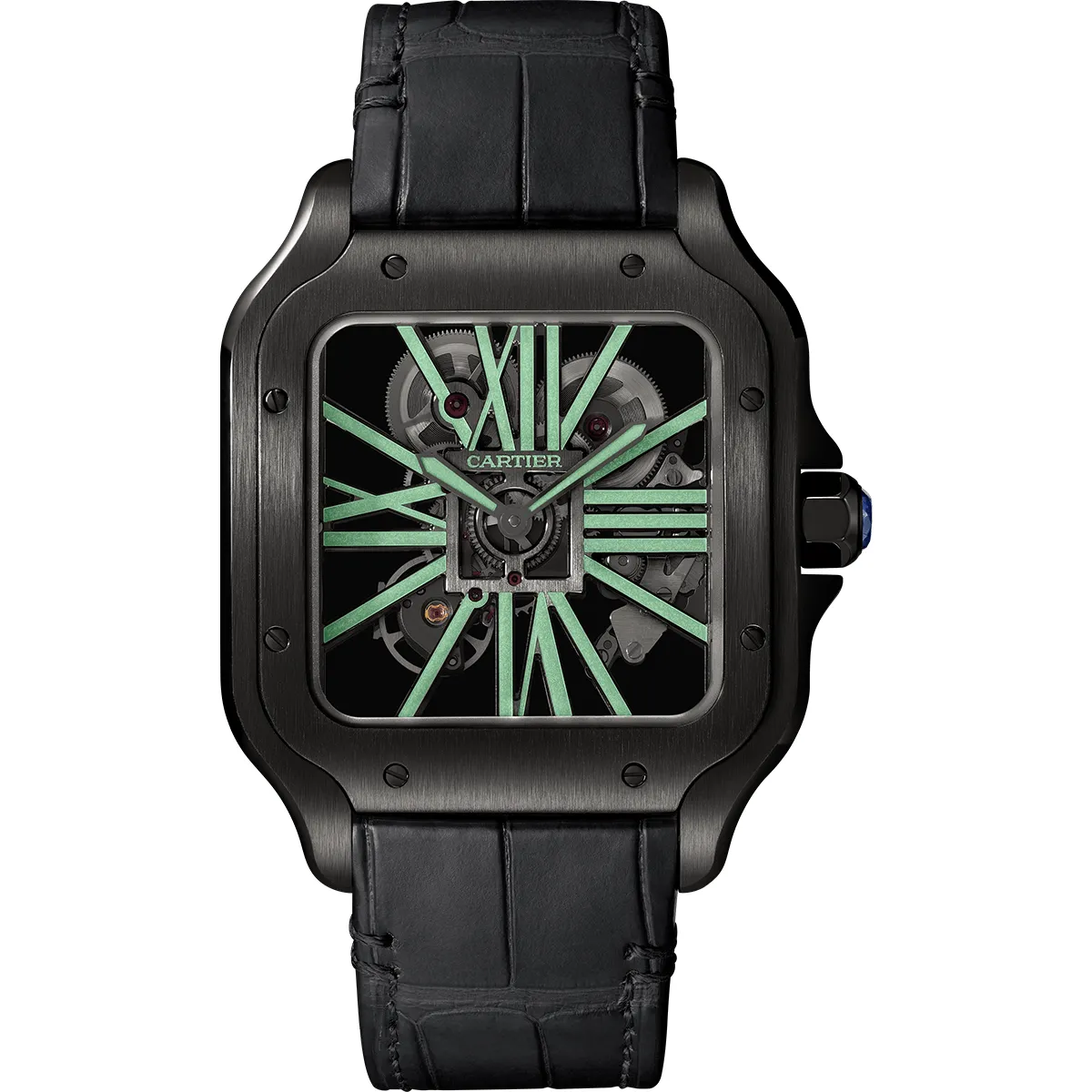 Santos de Cartier skeleton watch CRWHSA0009