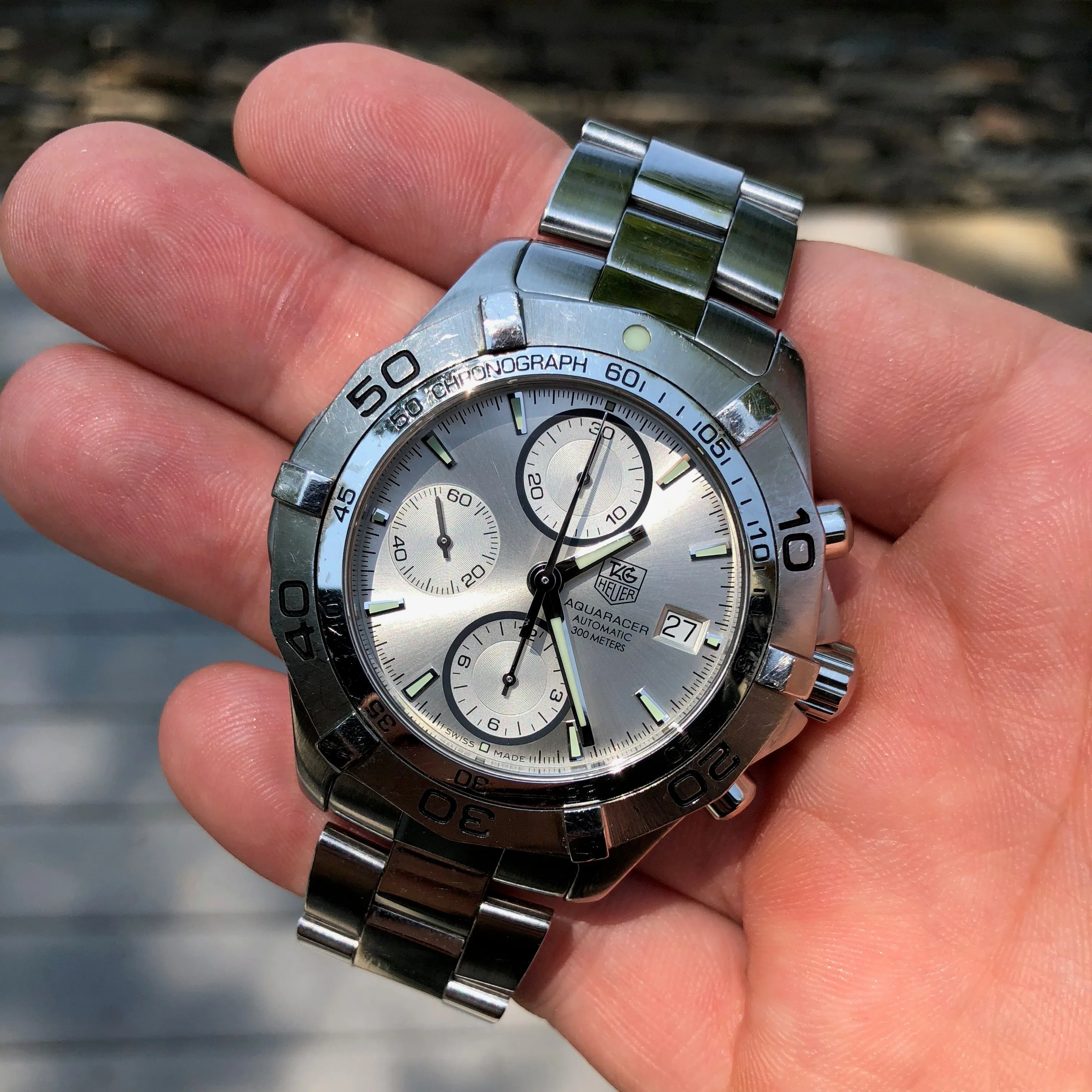 TAG HEUER Aquaracer CAF2111 Caliber 16 Steel Chronograph Automatic 300M Wristwatch