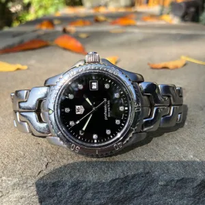 Tag Heuer WT1115 Mens Professional 200M Black Diamond Dial Stainless Steel Quartz Wristwatch