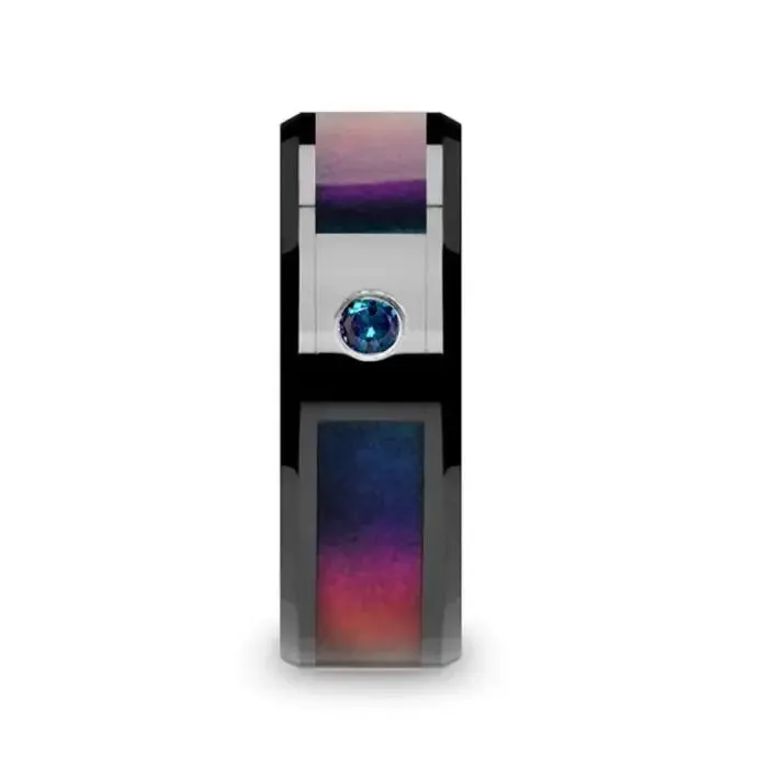 Thorsten KLEIN Black Ceramic Ring Blue & Purple Color Changing Inlay Alexandrite Setting - 8mm