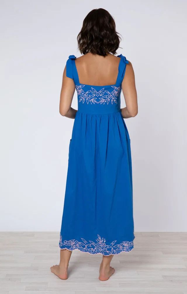 Tie Shoulder Dress with Flowers