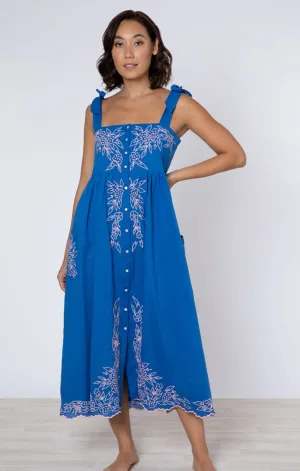 Tie Shoulder Dress with Flowers