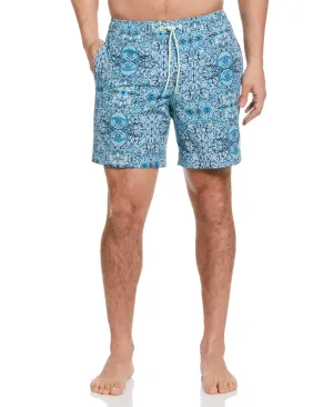 Tile Print 7" Swim Trunks