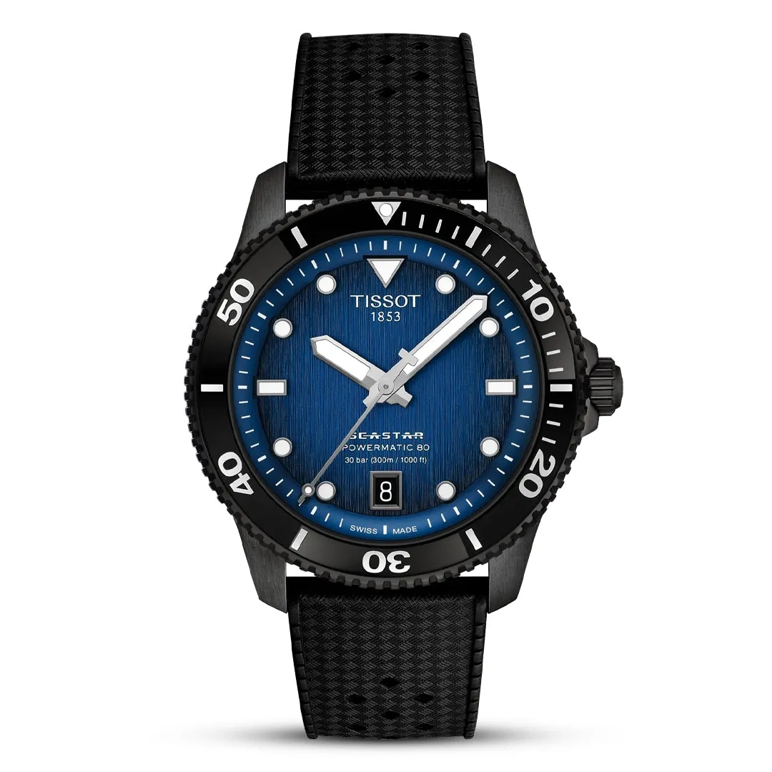 Tissot Seastar 1000 Powermatic 80 Blue 40mm Dial Rubber Strap Watch | T120.807.37.041.00