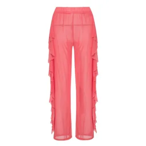 Transparent bikini High waist cover up pants Mesh swimwear women 2019 Sexy Ruffle swimsuit female Long Trousers Gossamer pants