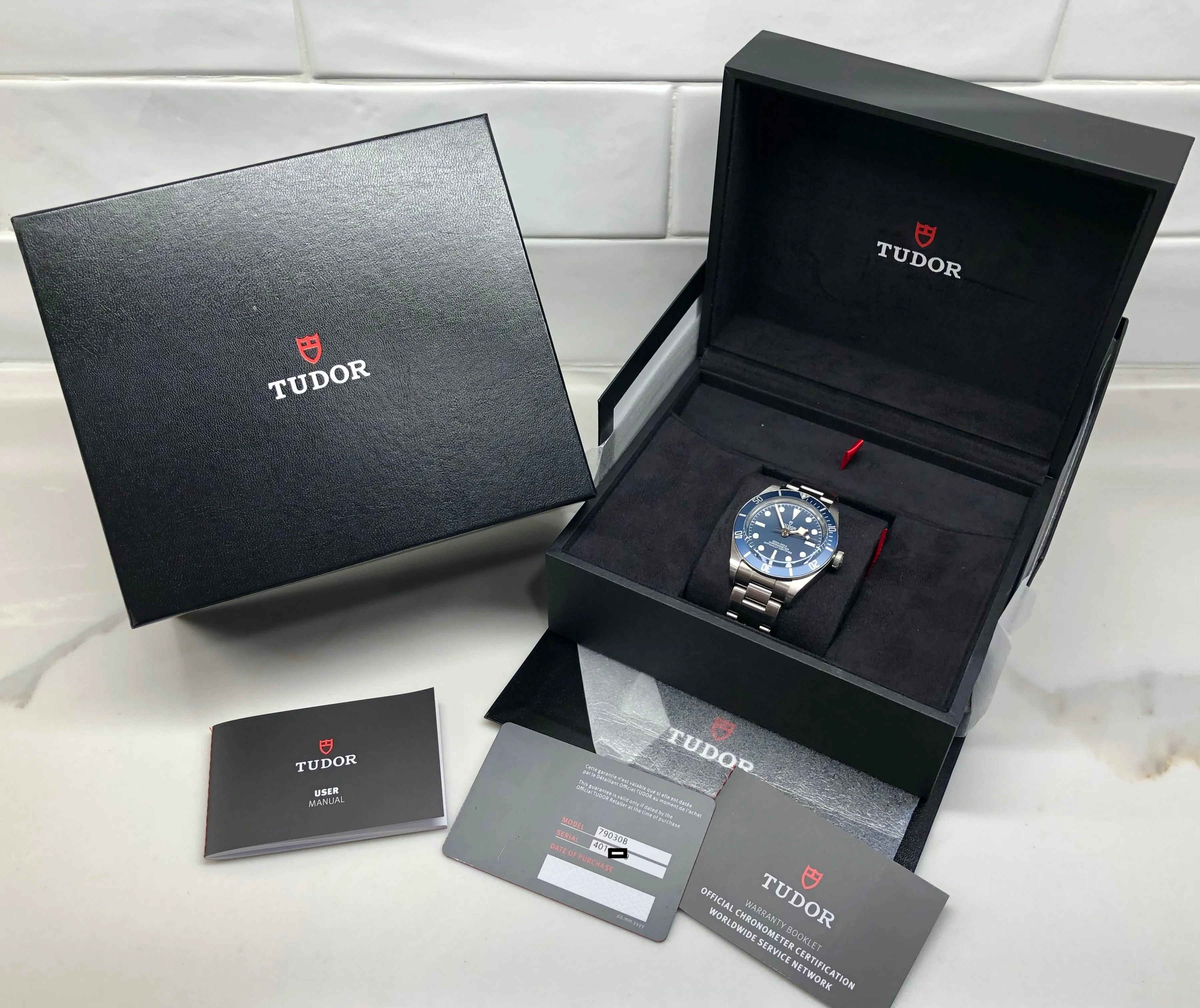 Tudor Black Bay Fifty-Eight 79030B Blue Stainless Steel Wristwatch with Box and Papers