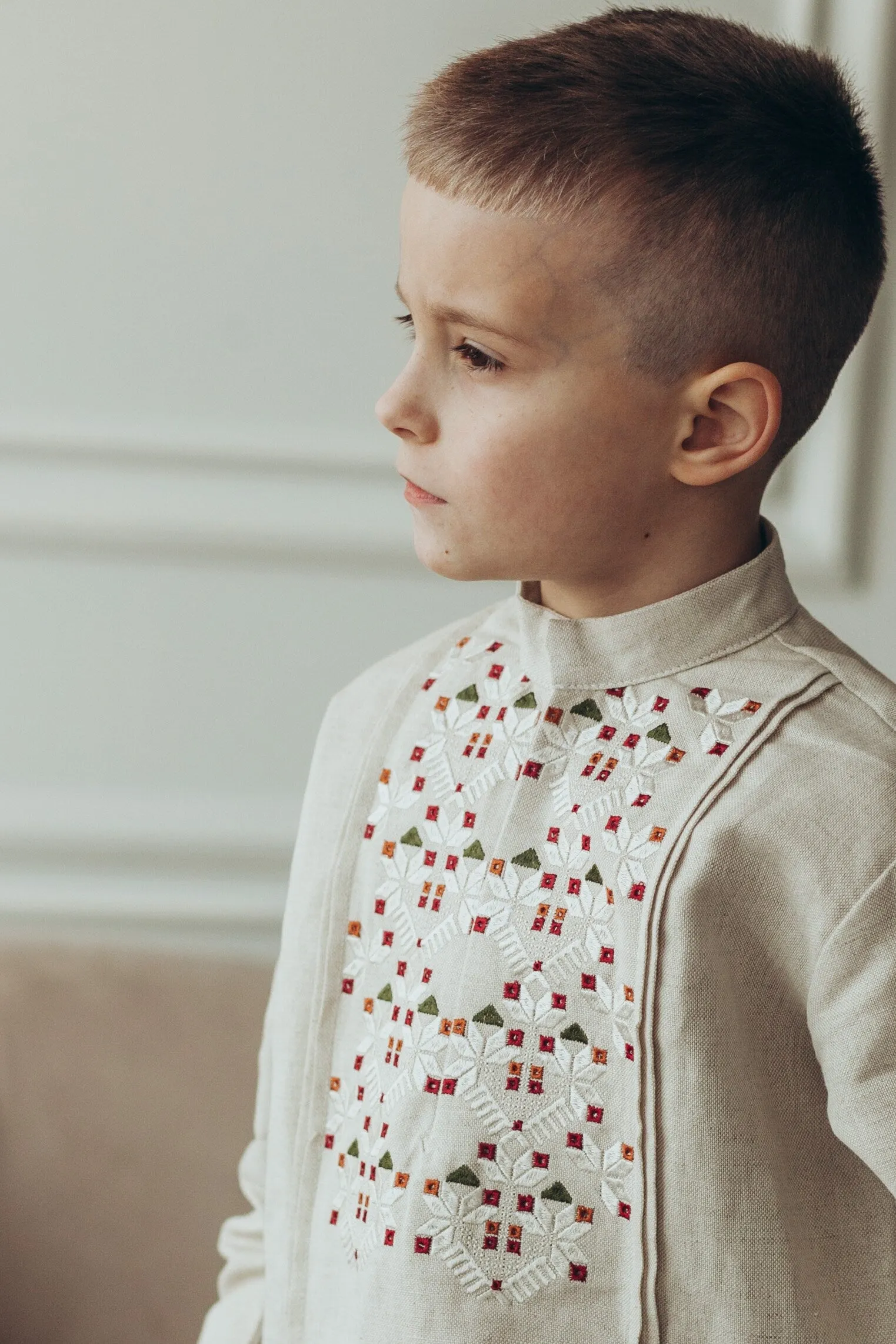 Ukrainian Linen Vyshyvanka Shirt for Boys – Embroidered Baby Boy Shirt with Long Sleeves | Traditional Ukrainian Outfit