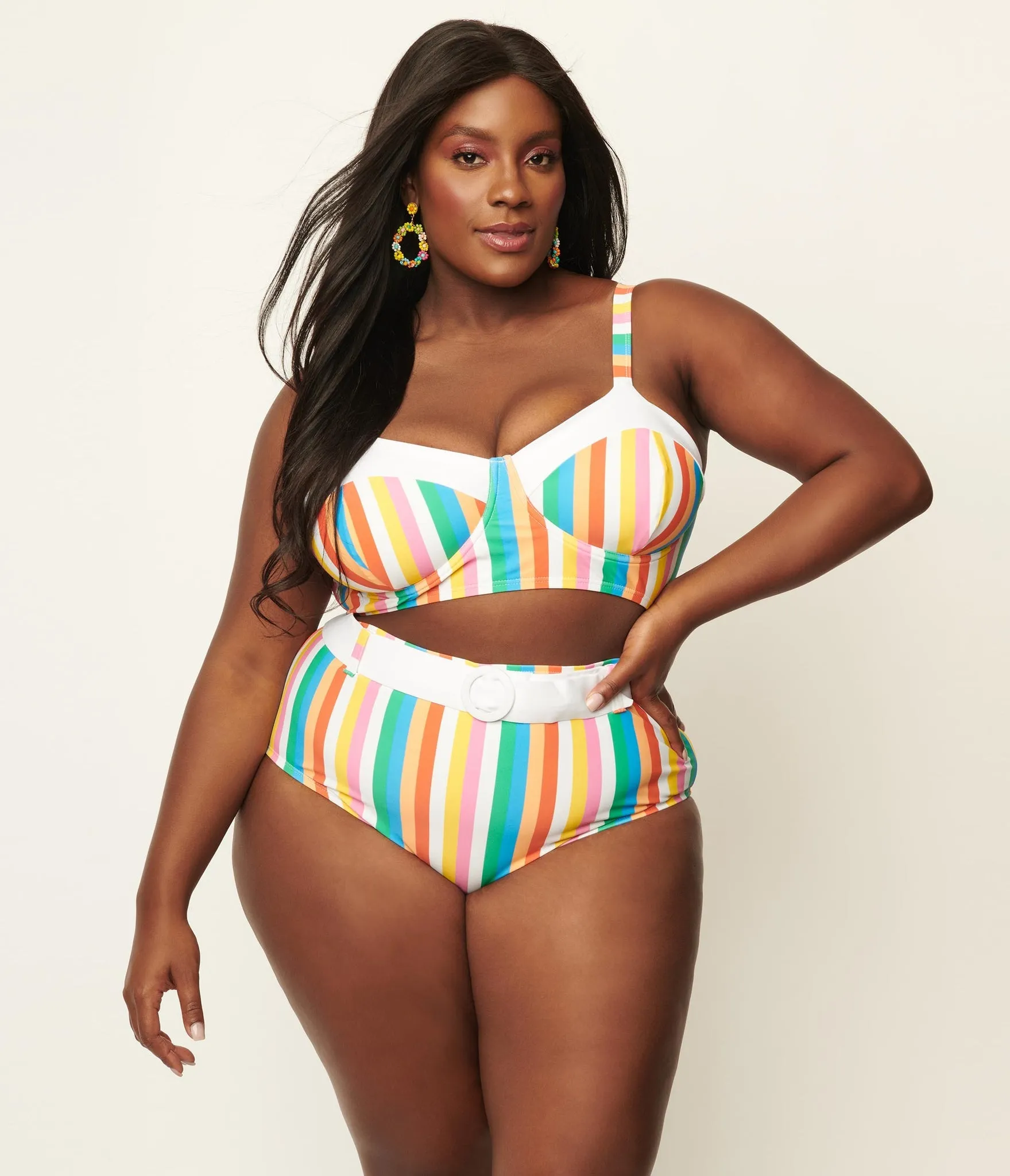 Unique Vintage Redondo Swim Bottom Rainbow Pride Stripes