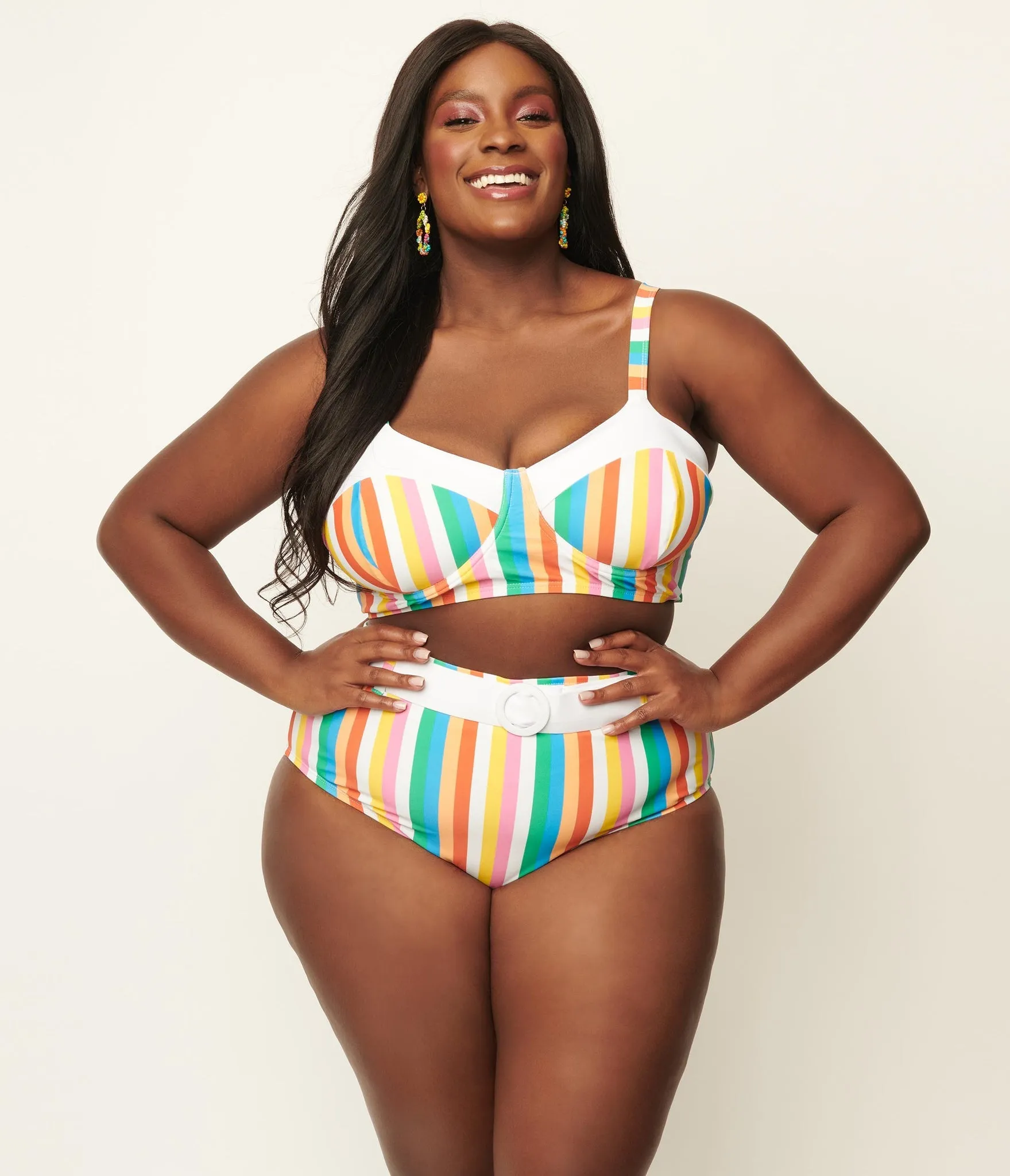 Unique Vintage Redondo Swim Bottom Rainbow Pride Stripes