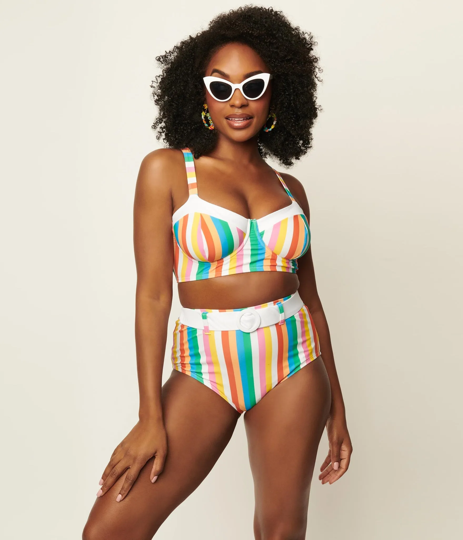 Unique Vintage Redondo Swim Bottom Rainbow Pride Stripes