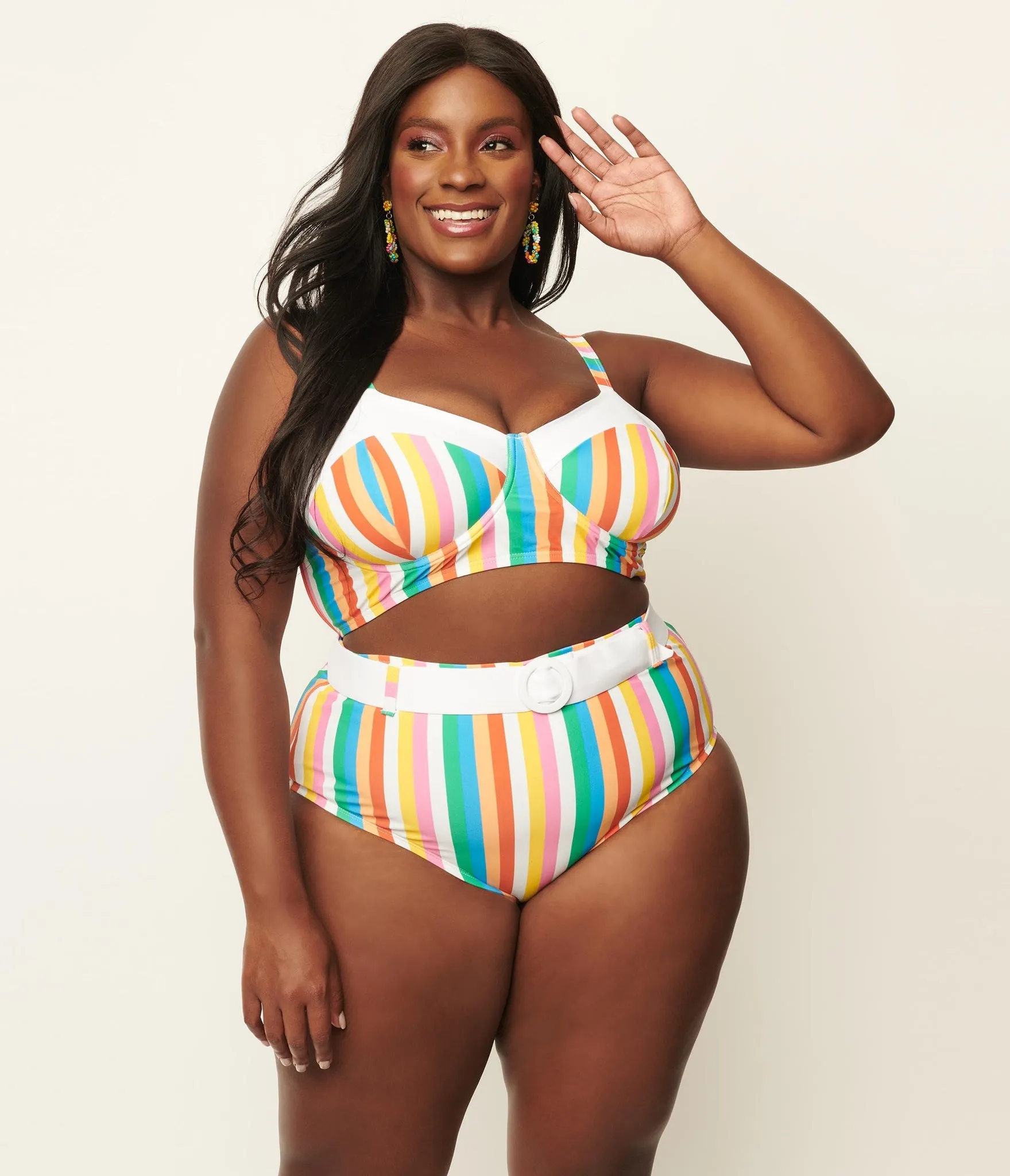 Unique Vintage Redondo Swim Bottom Rainbow Pride Stripes