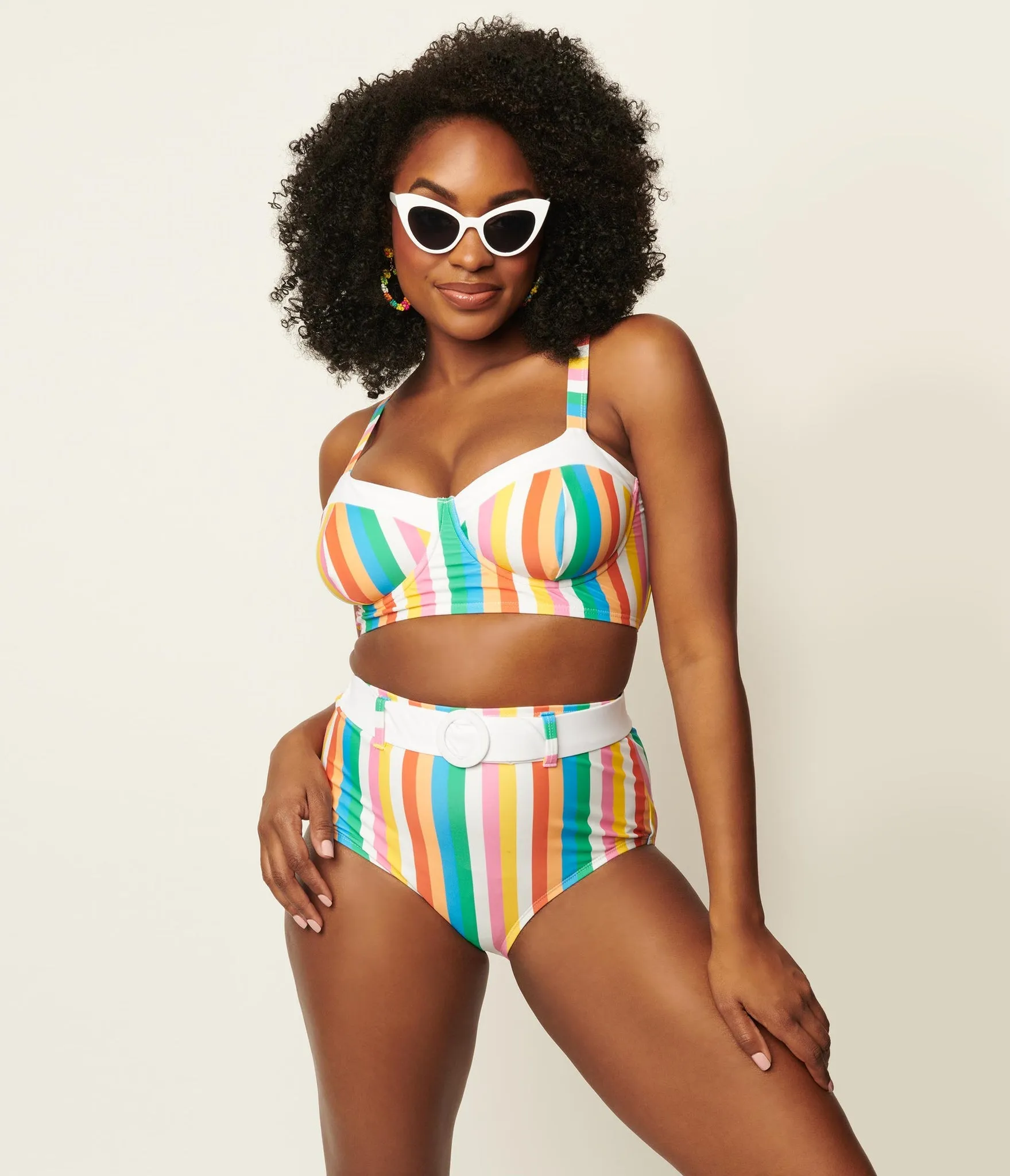 Unique Vintage Redondo Swim Bottom Rainbow Pride Stripes