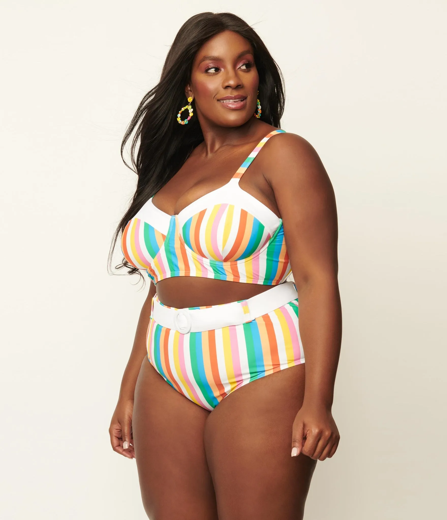 Unique Vintage Redondo Swim Bottom Rainbow Pride Stripes