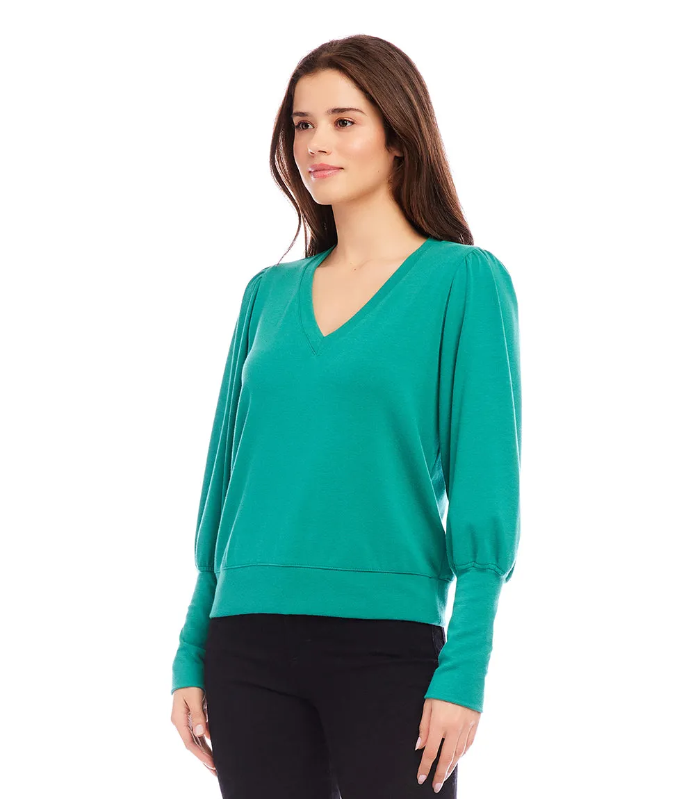 V-Neck Bishop Sleeve Top
