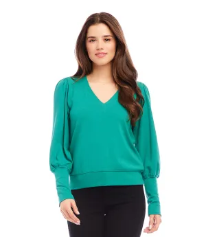 V-Neck Bishop Sleeve Top