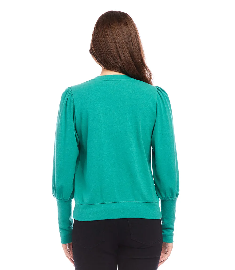 V-Neck Bishop Sleeve Top