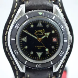 Vintage Eberhard & Co. Scafograf 200 Date Stainless Steel Divers Watch