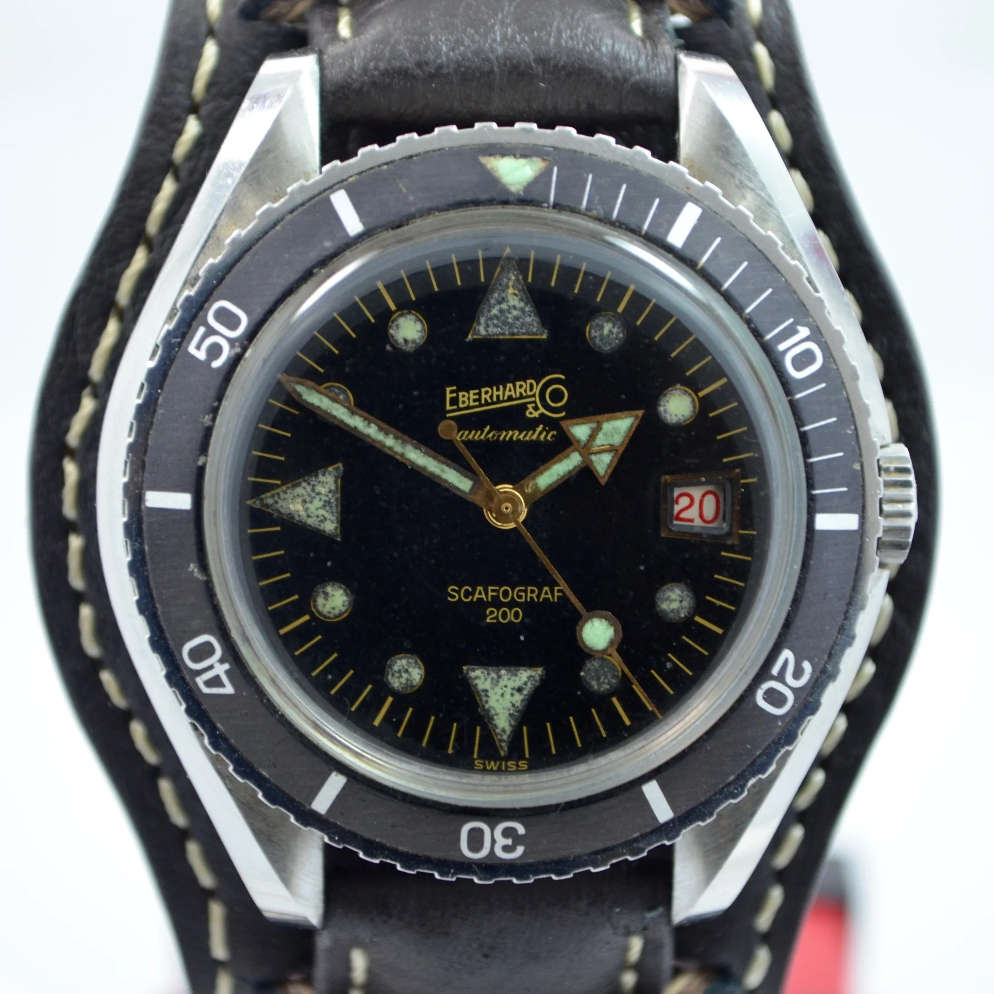 Vintage Eberhard & Co. Scafograf 200 Date Stainless Steel Divers Watch