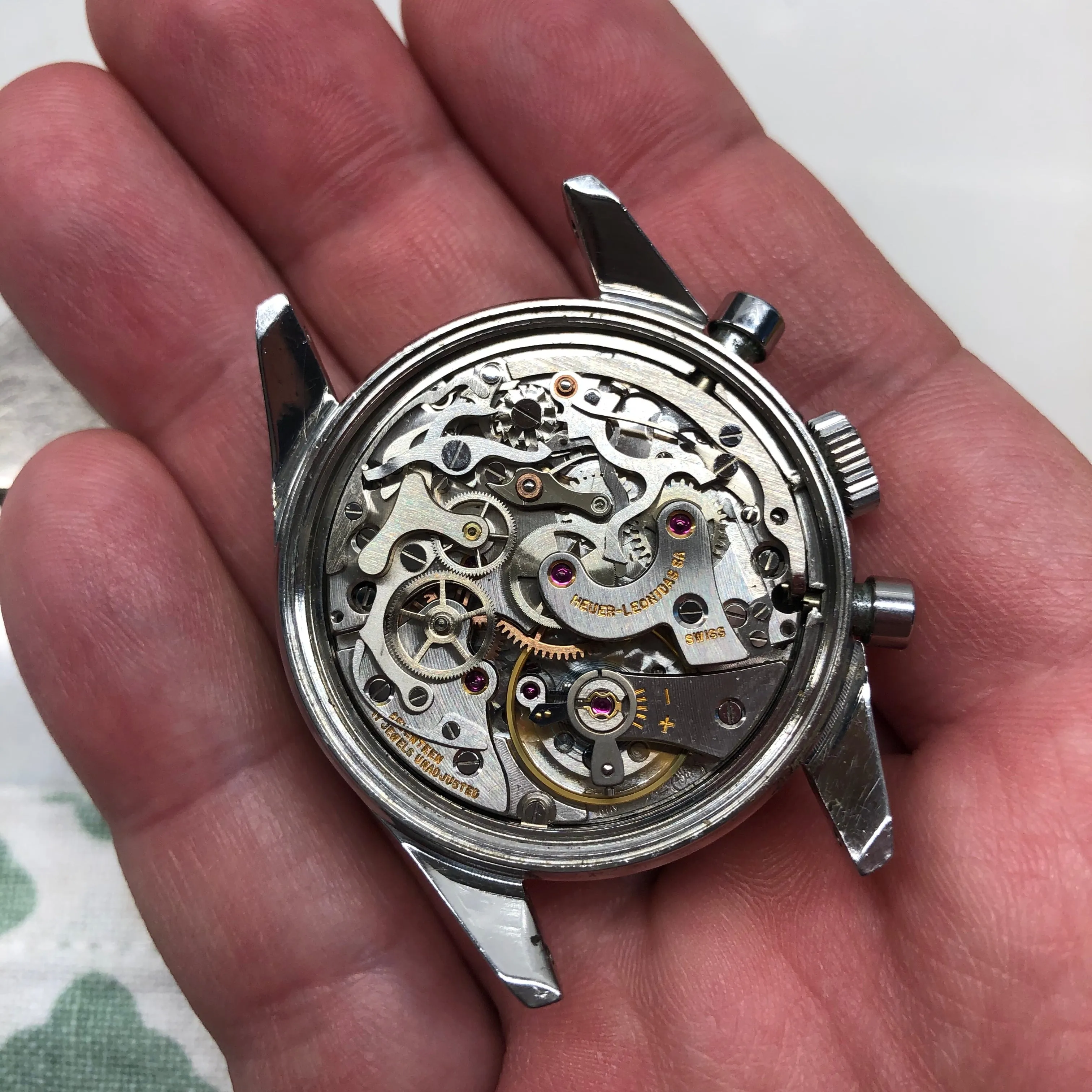 Vintage Heuer Carrera 2447 Stainless Steel Chronograph Valjoux 72 Wristwatch