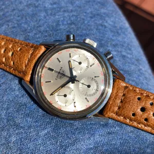 Vintage Heuer Carrera 2447 Stainless Steel Chronograph Valjoux 72 Wristwatch