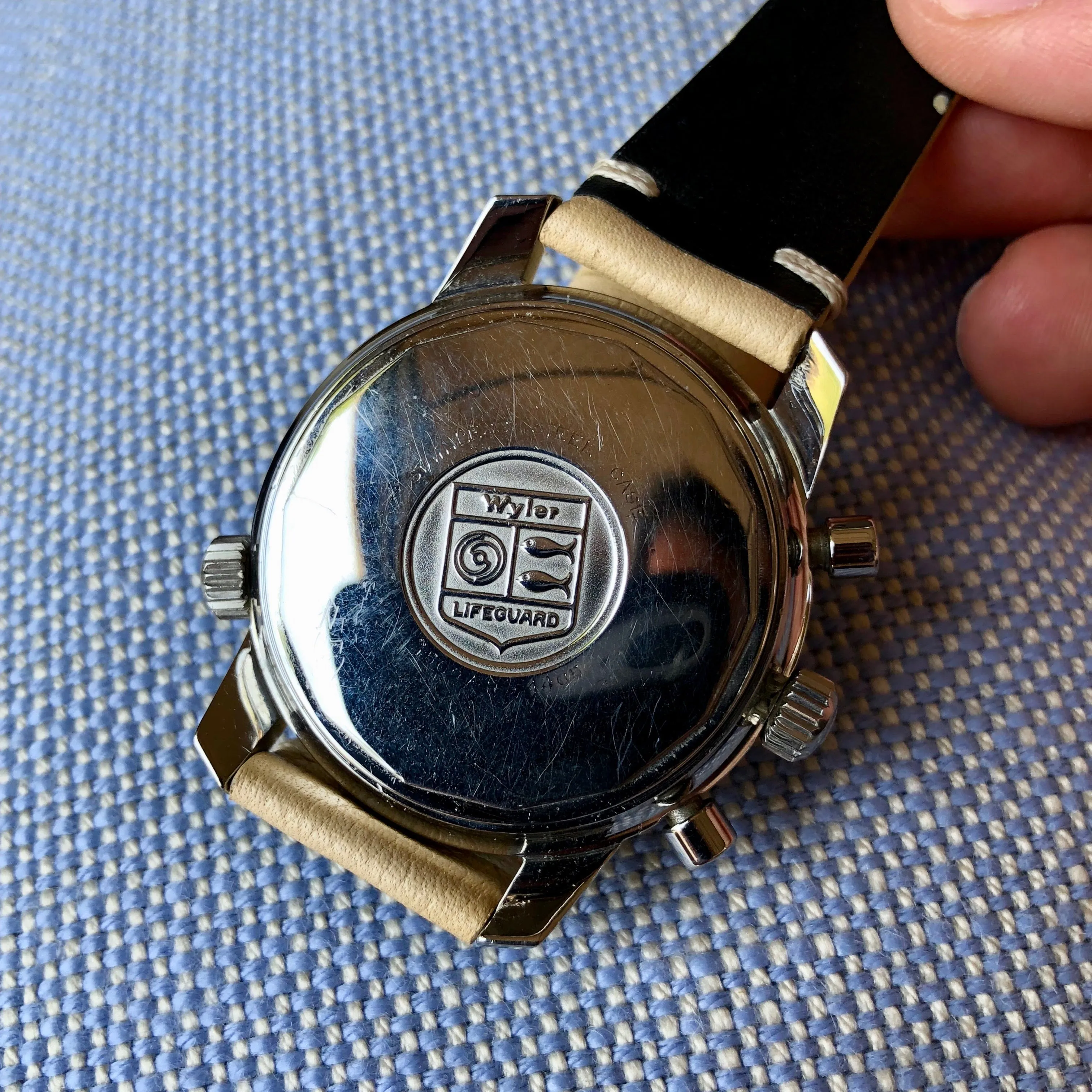Vintage Wyler Vetta Jumbostar 1502/6 Lifeguard Incaflex Valjoux 23 Chronograph Wristwatch