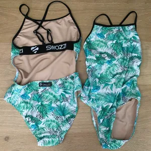 Women's One Piece Elastic Strap Back Palmtree Island