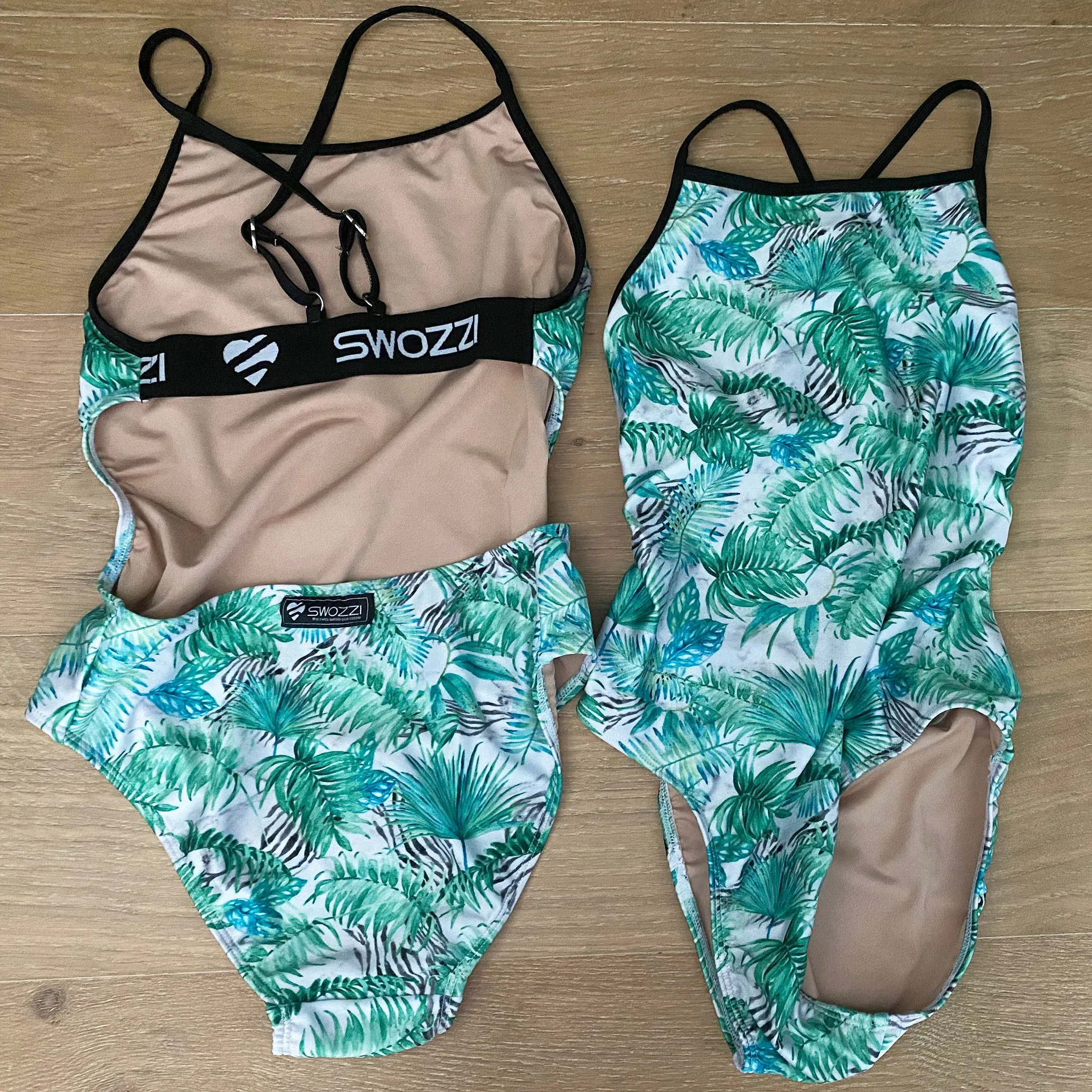 Women's One Piece Elastic Strap Back Palmtree Island