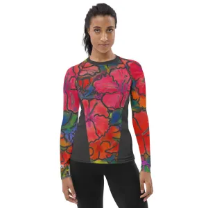 Women's Rash Guard Tropical Flowers Hibiscus Pattern - Bold & Beautiful