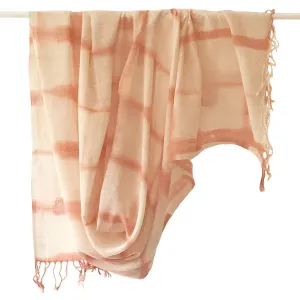 WomenWeave Organic Handspun  Cotton Shawl - Dip Dye Checks - Dusty Rose