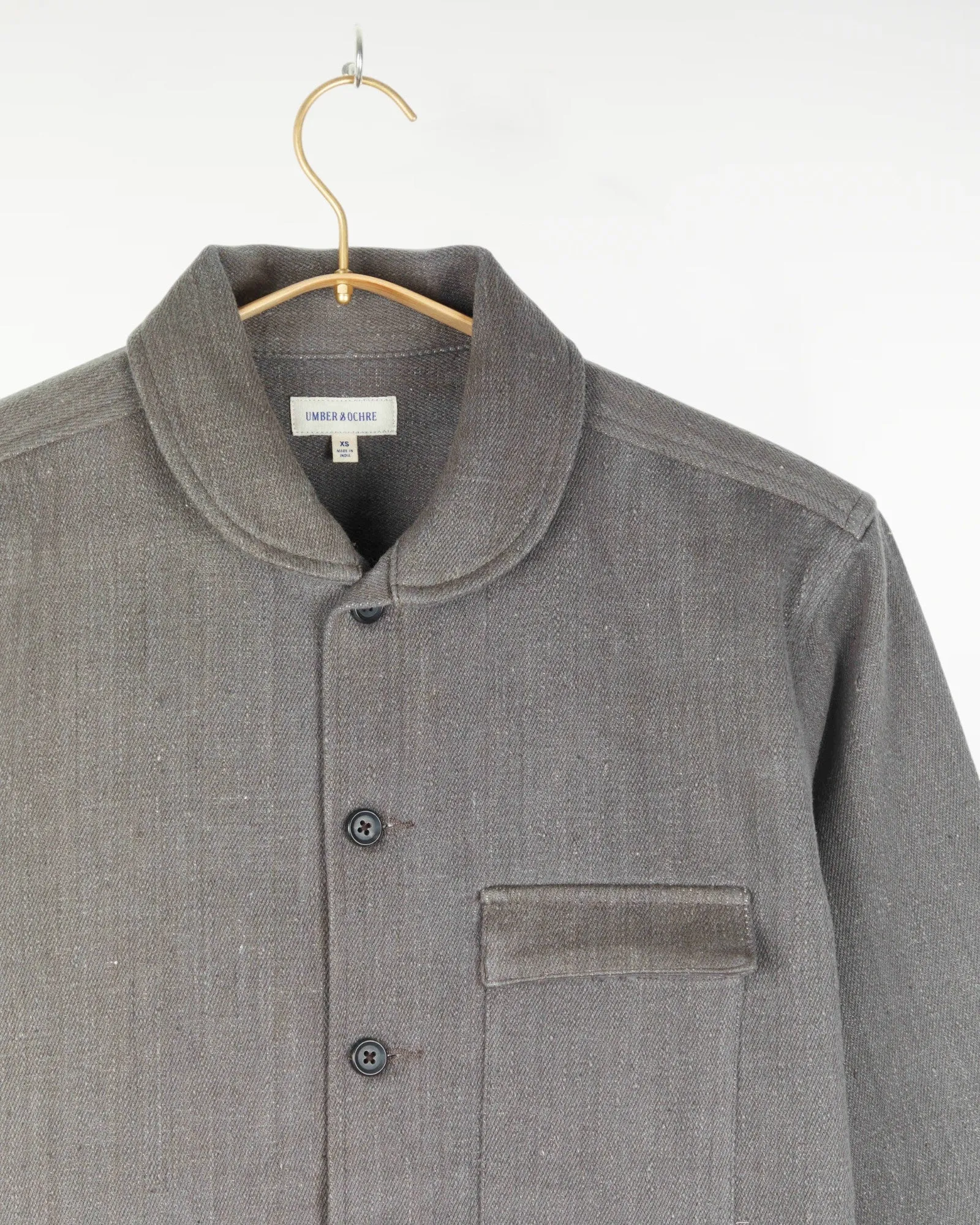 Yatree Shawl Collar Overshirt Cotton Twill Stone