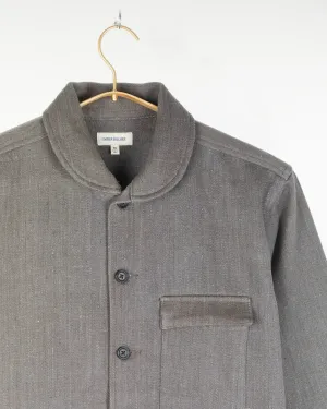 Yatree Shawl Collar Overshirt Cotton Twill Stone