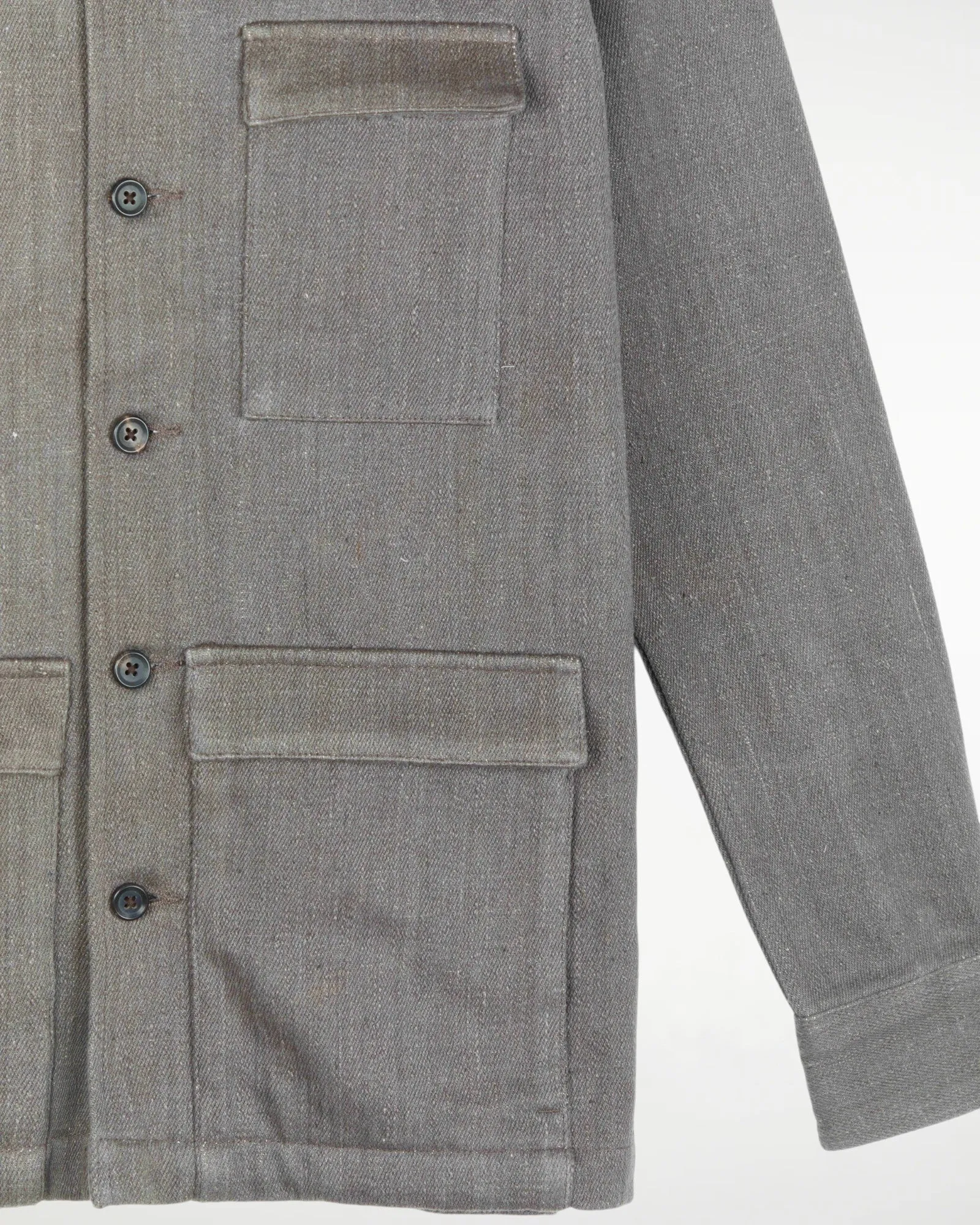 Yatree Shawl Collar Overshirt Cotton Twill Stone